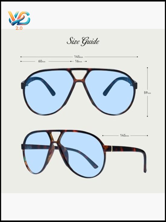 Oversized Retro Aviator Sunglasses Square UV400 Protection Trendy Stylish main image 5